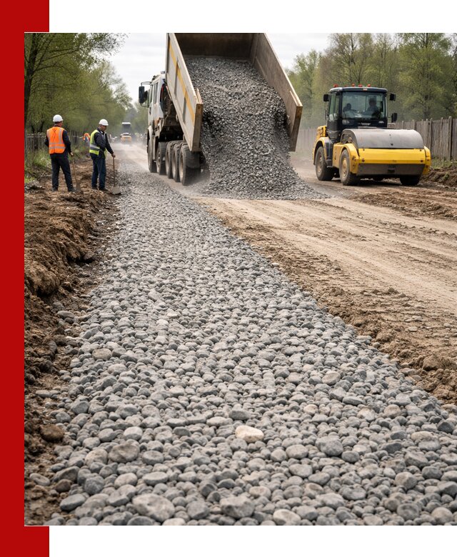 Доставка щебня для отсыпки дорог в Серпухове высокого качества