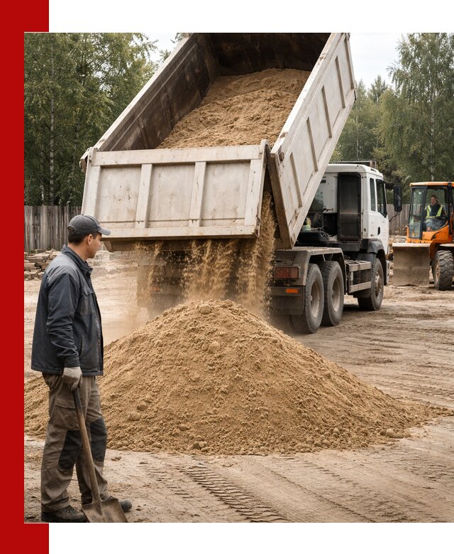 Доставка и продажа песка с разгрузкой в Серпухове
