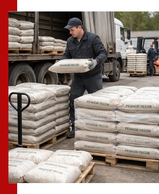 Речной песок в мешках с доставкой в Серпухове