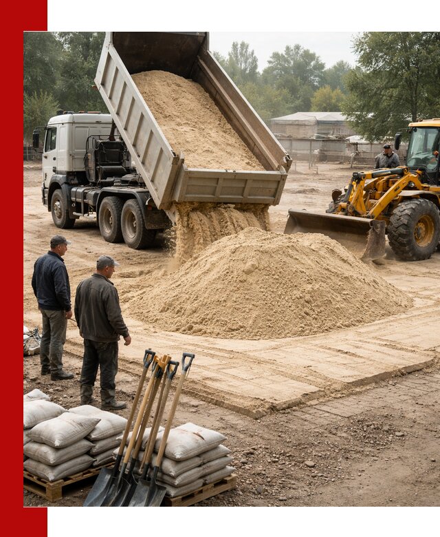 Доставка мытого песка в Серпухове с самосвалами по выгодной цене