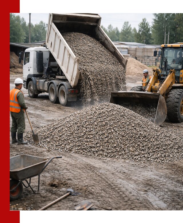 Мытый гравий с доставкой в Серпухове от карьера до участка