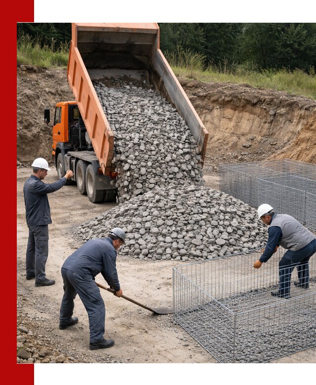 Камень для габионов с доставкой в Серпухове быстро и надёжно