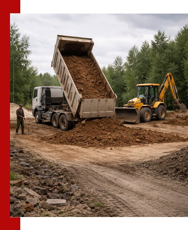 Доставка суглинка самосвалами в Серпухове подсыпка и планировка