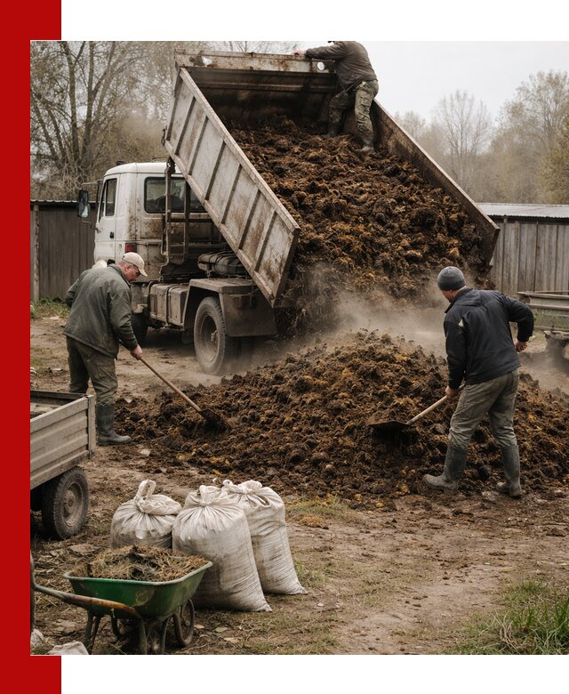 Доставка коровьего навоза самосвалом в Серпухове