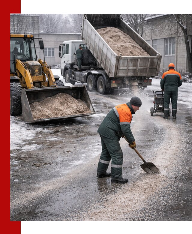 Реагент против гололеда с доставкой и нанесением в Серпухове