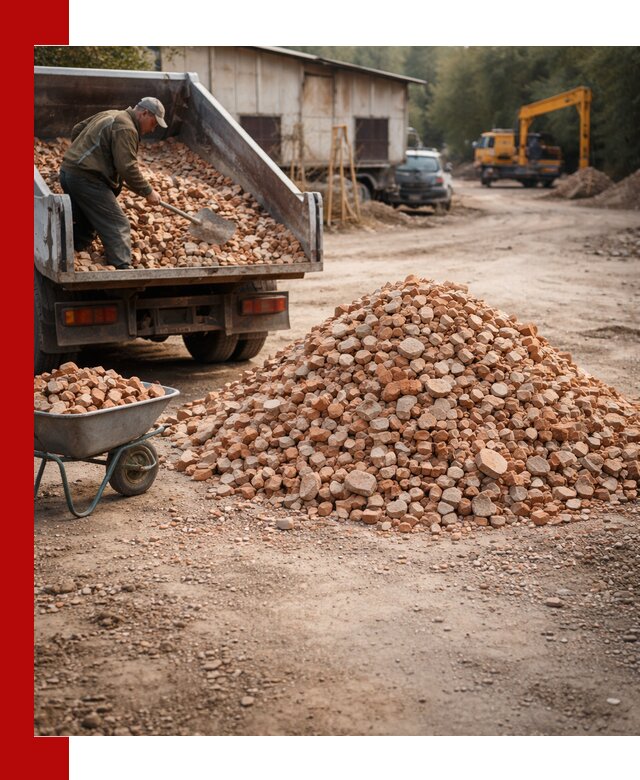 Доставка и подушка из боя кирпича с разгрузкой в Серпухове