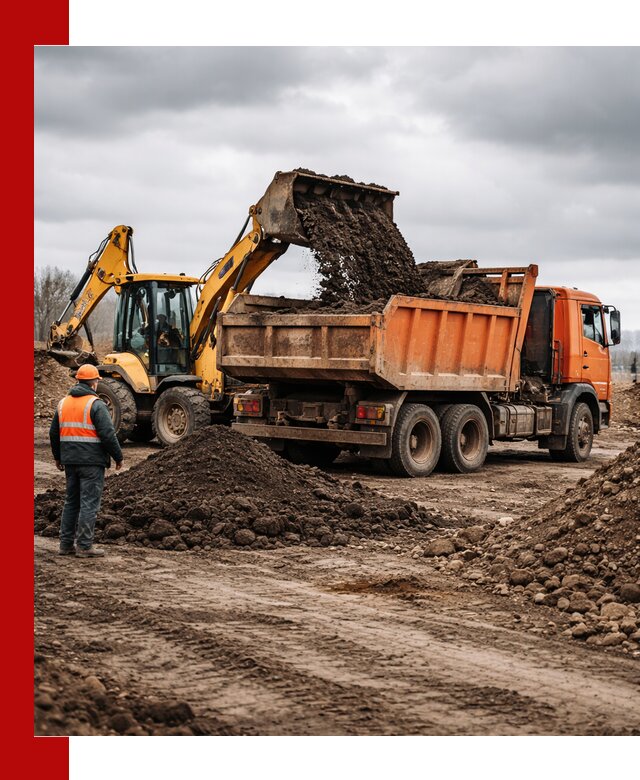 Вывоз грунта и строительного мусора в Серпухове грузовыми самосвалами